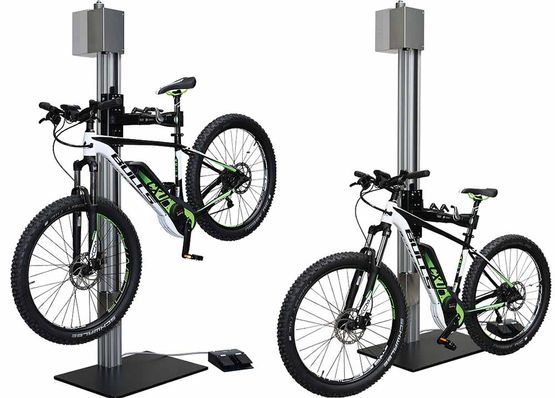 Reifig Fahrradmontageständer: Modell "Vario E" Reifig Fahrradmontageständer: Modell E Vario Stufenlose elektrische Höhenverstellung über den gesamten Bereich
